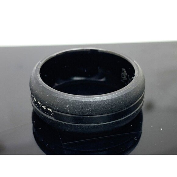 Men's Wedding Band Tungsten Steel Black Gemstones 9mm Wide Ring Size 10 - Picture 2 of 14